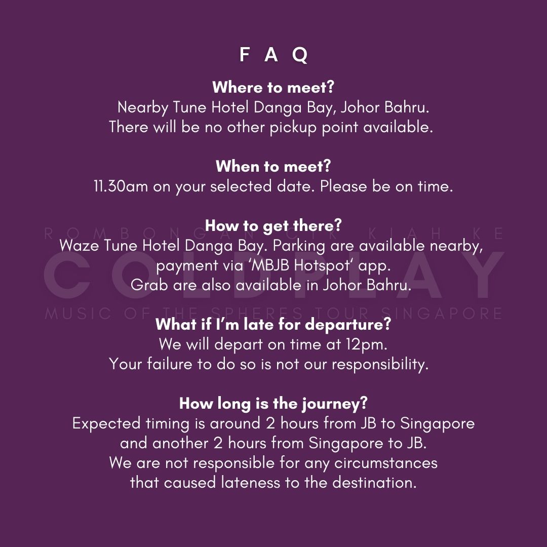 Coldplay Concert Return Trip Ticket (from Johor Bahru to Singapore to Johor Bahru)