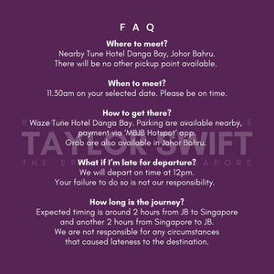 Taylor Swift Concert Return Trip Ticket (from Johor Bahru to Singapore to Johor Bahru)