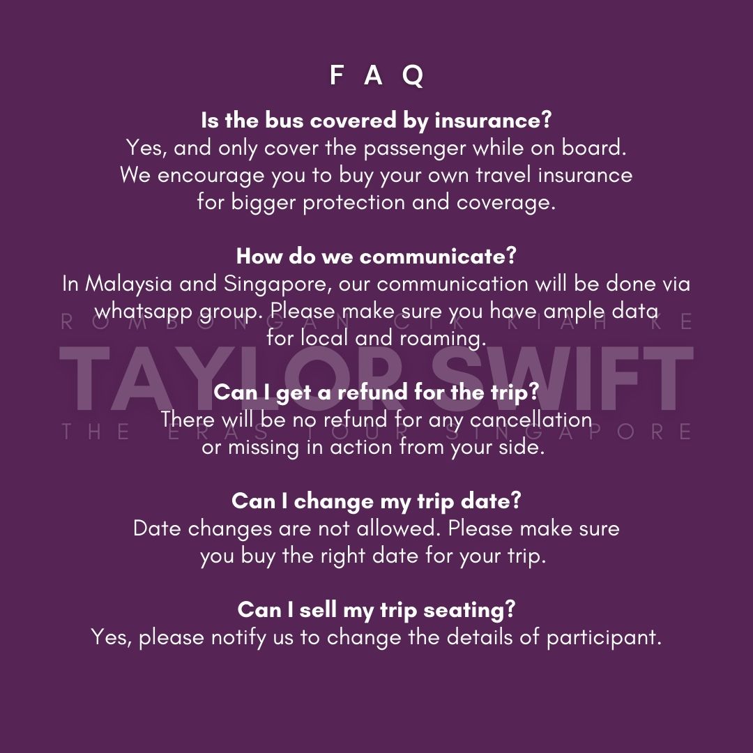 Taylor Swift Concert Return Trip Ticket (from Johor Bahru to Singapore to Johor Bahru)