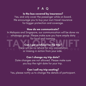 Taylor Swift Concert Return Trip Ticket (from Johor Bahru to Singapore to Johor Bahru)