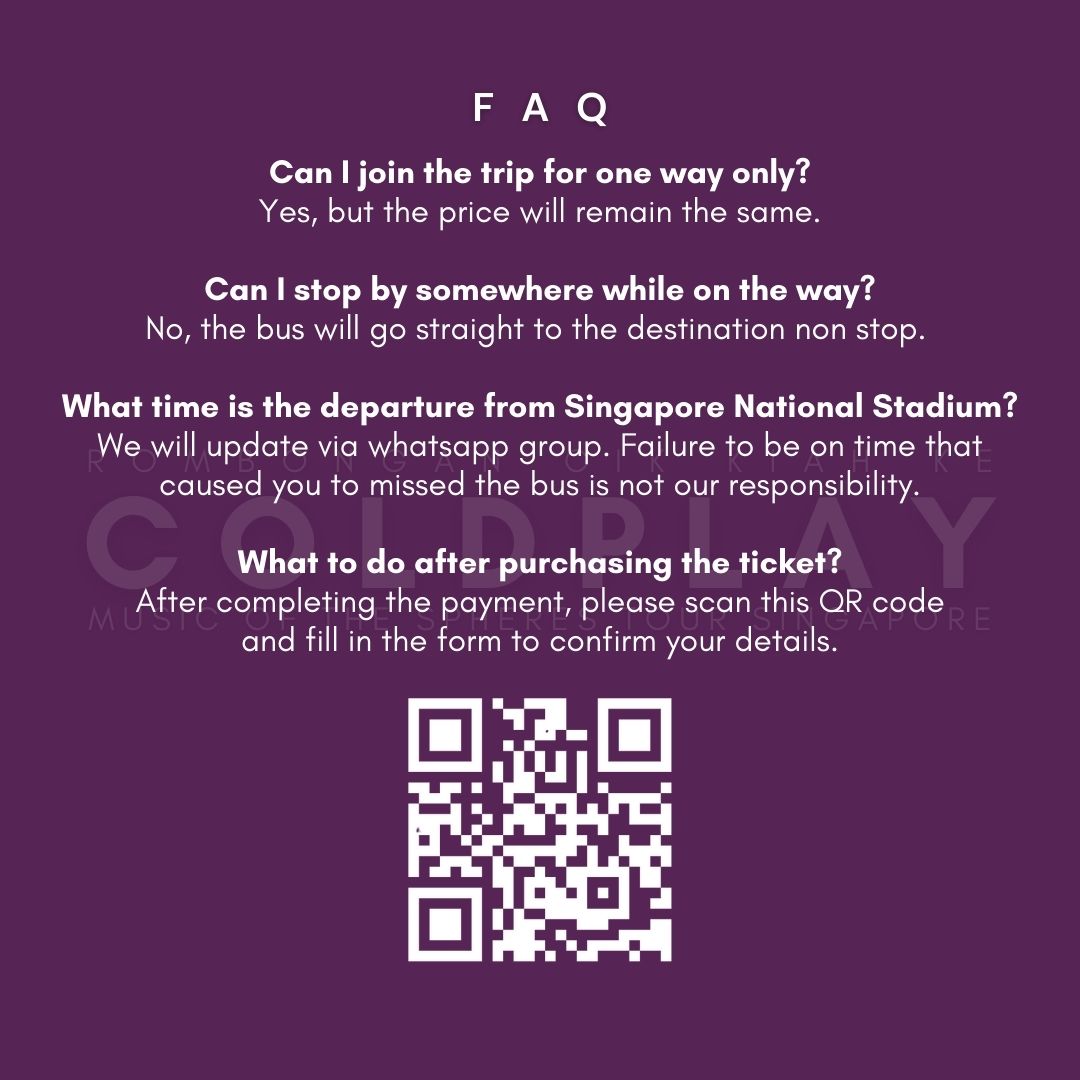 Coldplay Concert Return Trip Ticket (from Johor Bahru to Singapore to Johor Bahru)