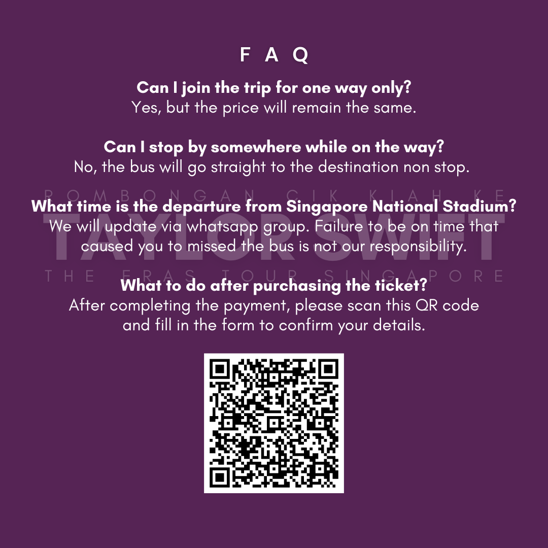 Taylor Swift Concert Return Trip Ticket (from Johor Bahru to Singapore to Johor Bahru)